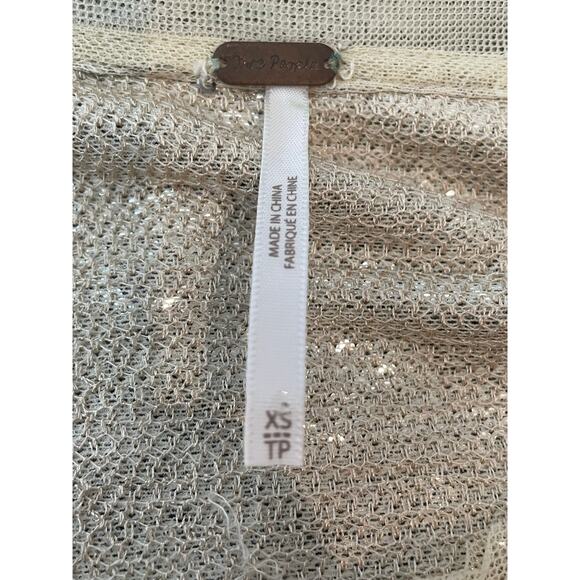 Free People Blouse XS Gold Sequin Cropped Glam Swiftie Festival Bling Club - Picture 7 of 8